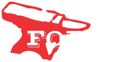 forge engineering inc logo of a red anvil with the words forge engineering in white letters in Alaska